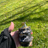 Vintage table lighter in black marble and brass