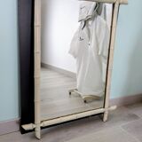 Vintage mirror with a bamboo spirit painted white – Graphic elegance and exoticism