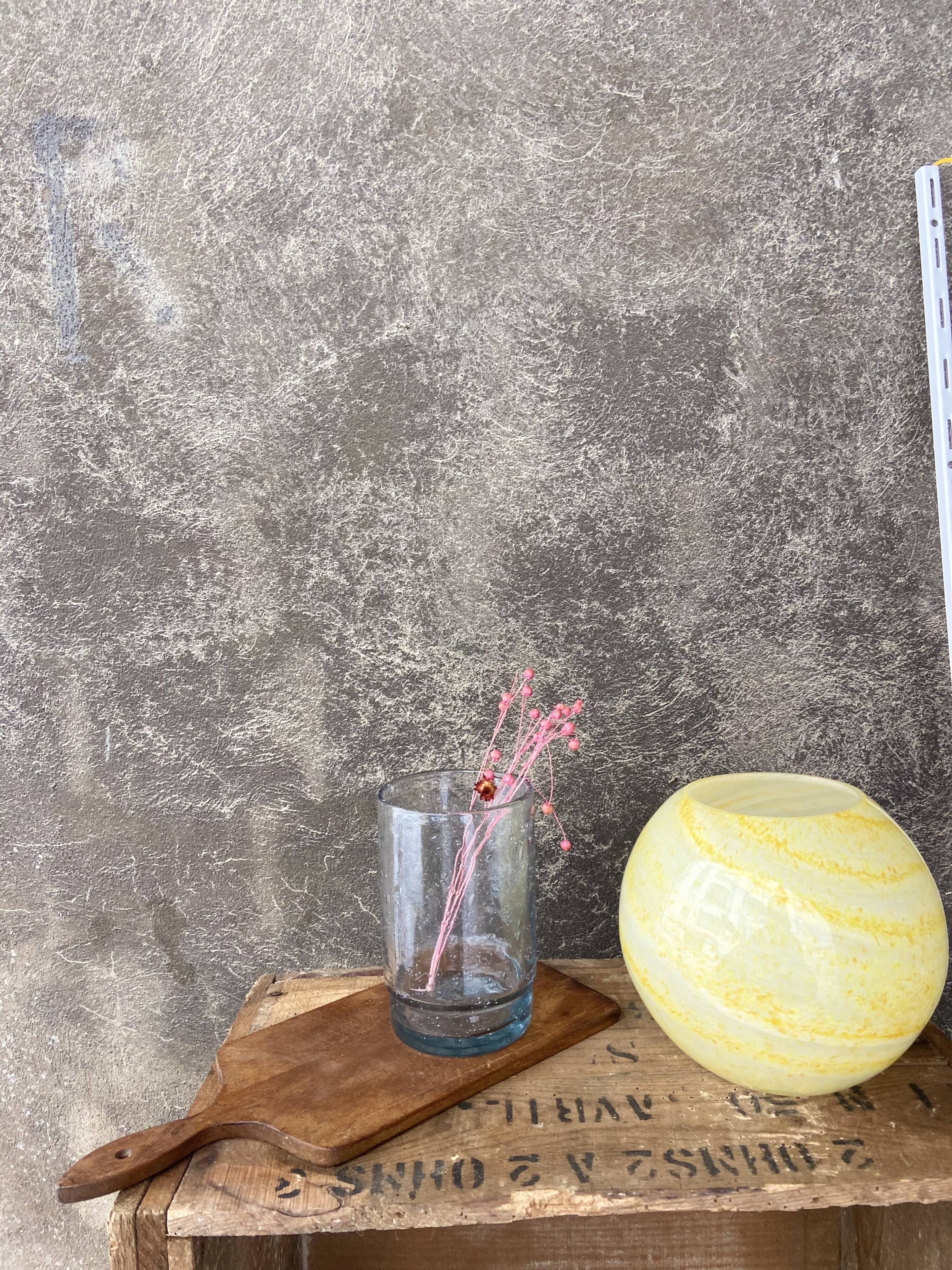 Glass ball vase of Clichy yellow pop