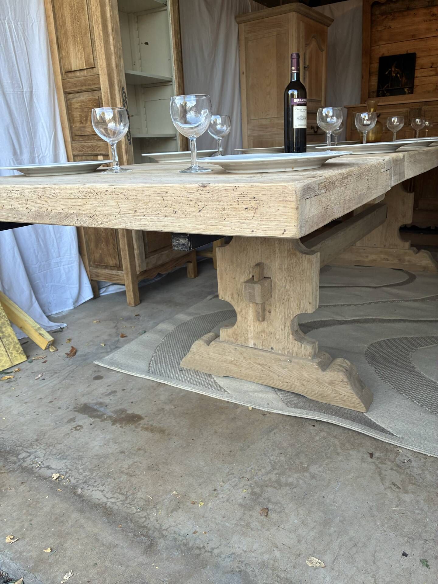 Monastery table with extensions in solid oak