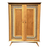 Parisian wooden and rattan wardrobe