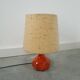Ceramic table lamp orange with shade, vintage desk lamp