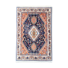 Small Fine Wool Medallion Area Rug Traditional Orange Blue Tribal Carpet- 52x125cm