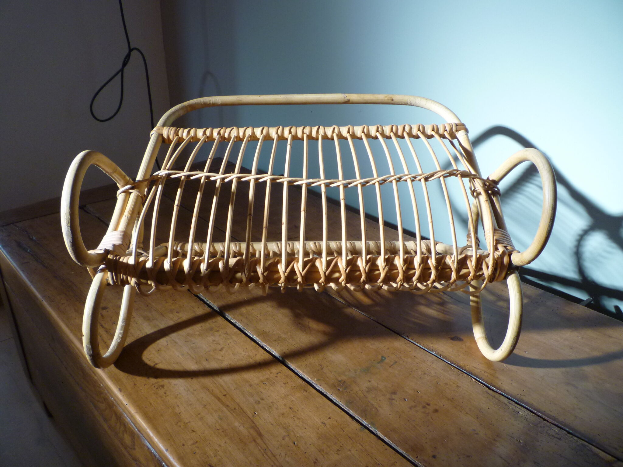 Rattan magazine holder