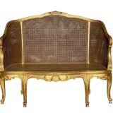 Banquette en Bois Doré Style Louis XV