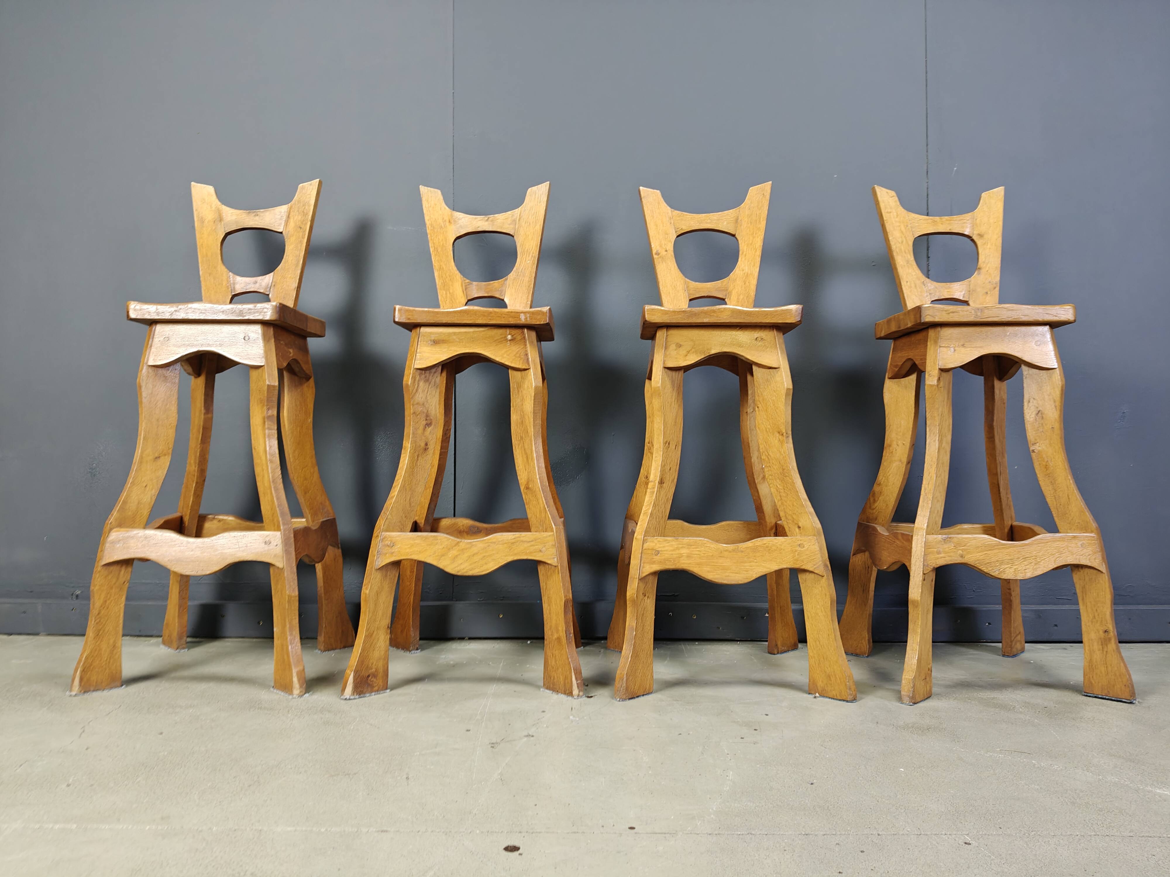 Vintage brutalist bar stools, set of 4 - 1960s