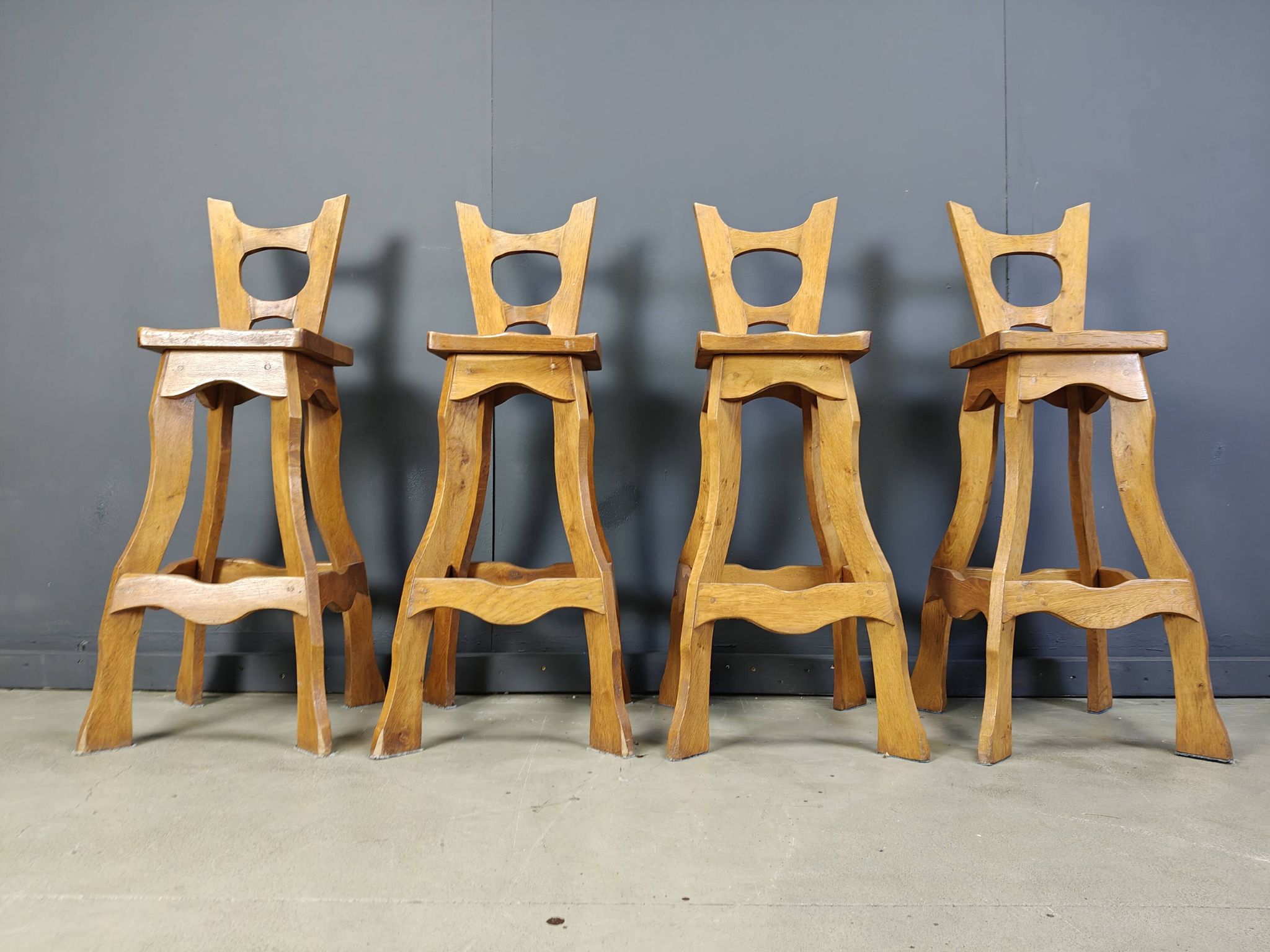 Vintage brutalist bar stools, set of 4 - 1960s