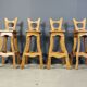 Vintage brutalist bar stools, set of 4 - 1960s
