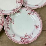 Lot of 6 plates porcelain model Gien "Pomponnette"