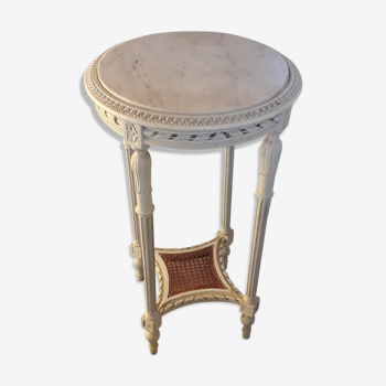 Console de style Louis XVI gris clair avec dessus en marbre