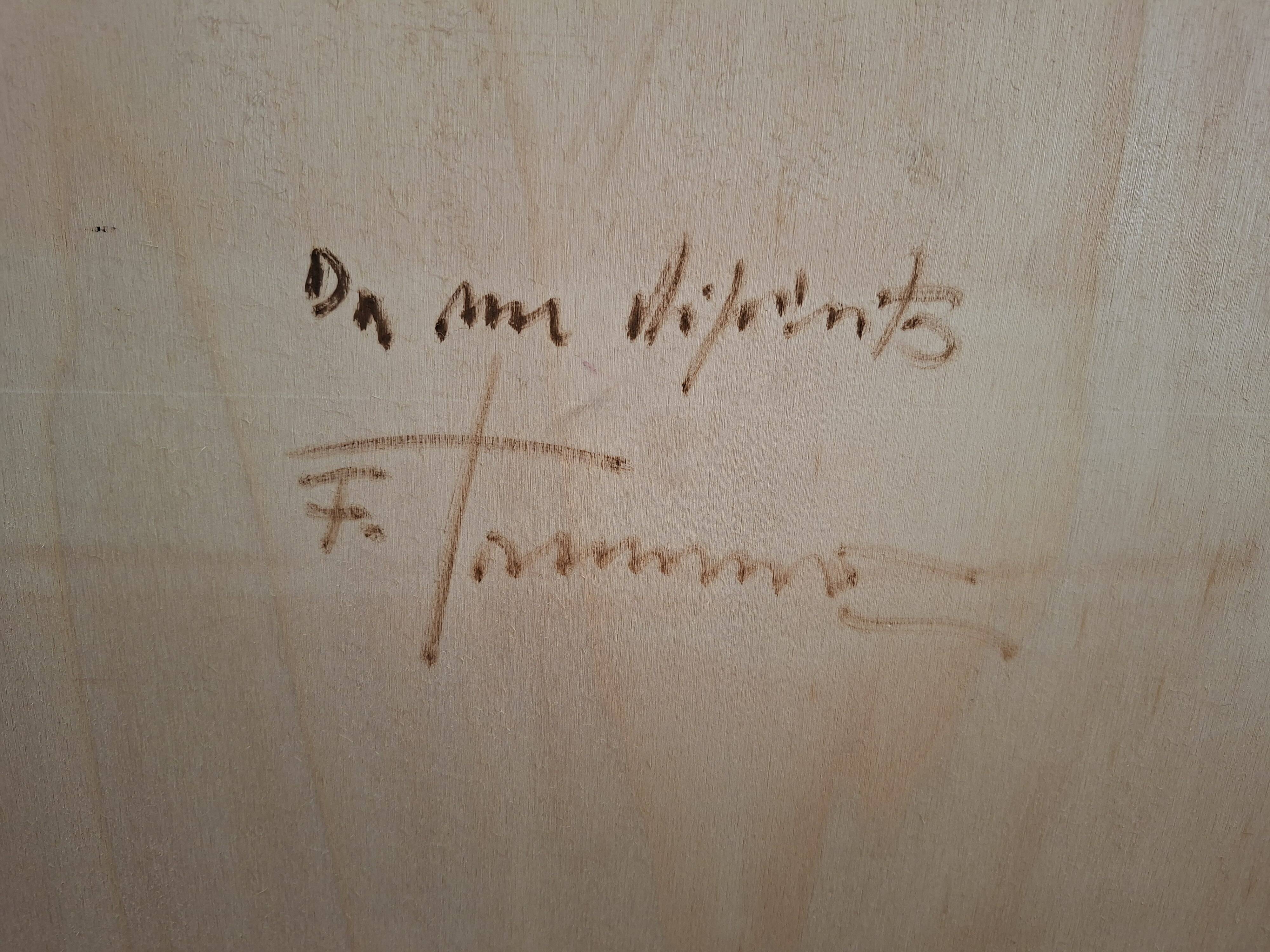 Dipinto a Olio di Francesco Tammaro Scena di Mercato Napoletana 80x130 cm