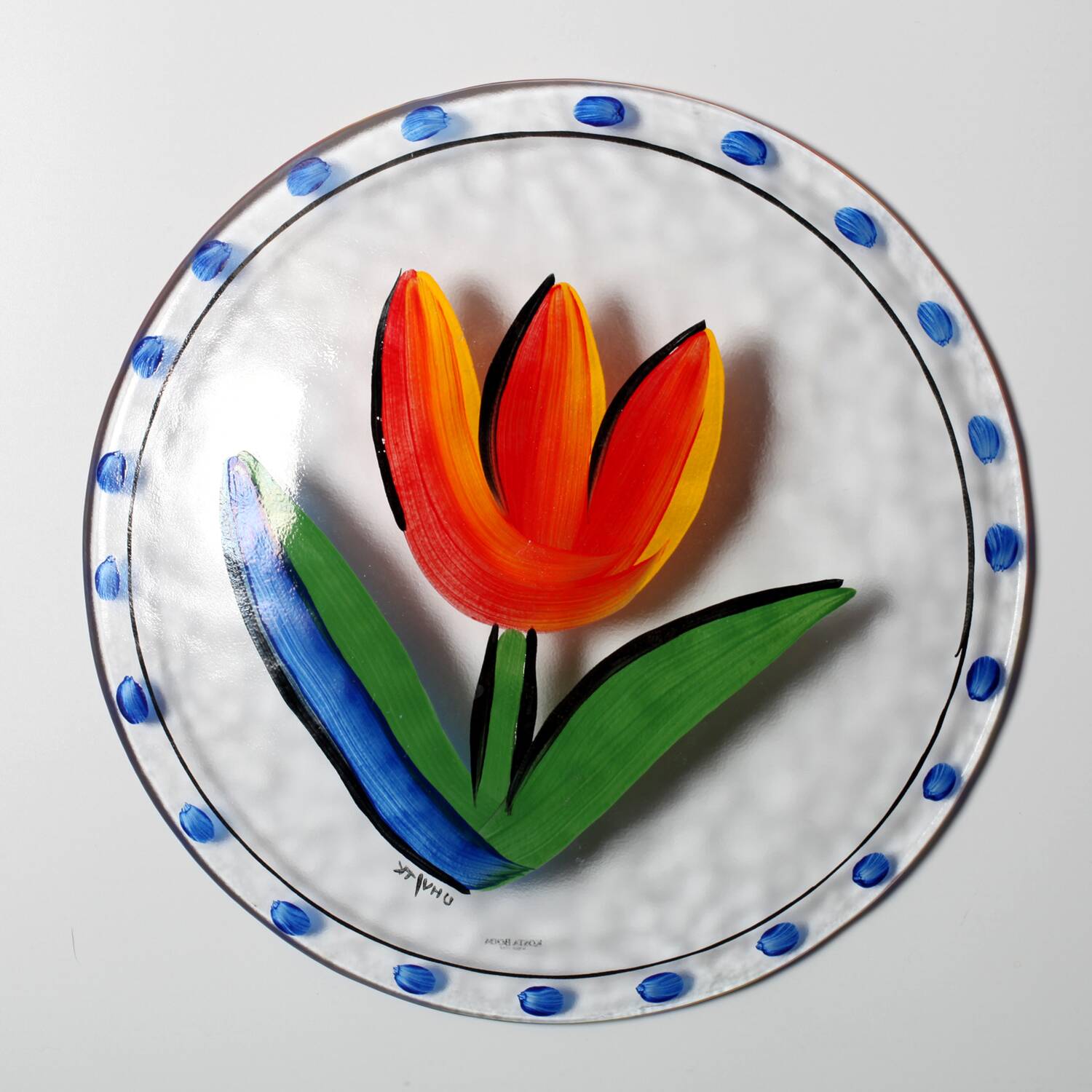 Plat de design floral scandinave Kosta Boda par Ulrica Hydman Vallien