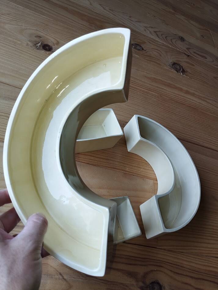 Modular Art Deco centrepiece by Clarice Cliff, 1930.