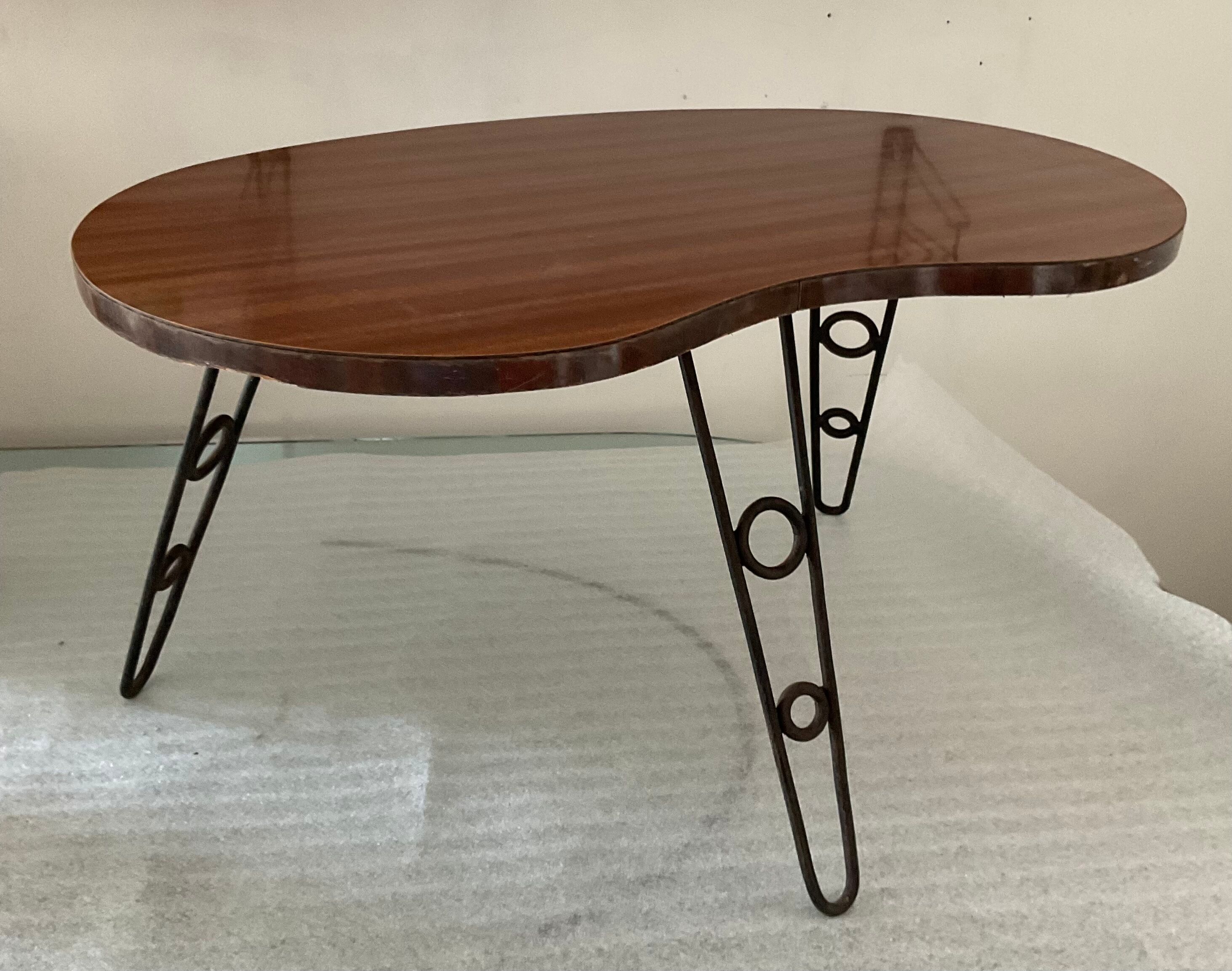 Free-form tripod coffee table from the 50s and 60s