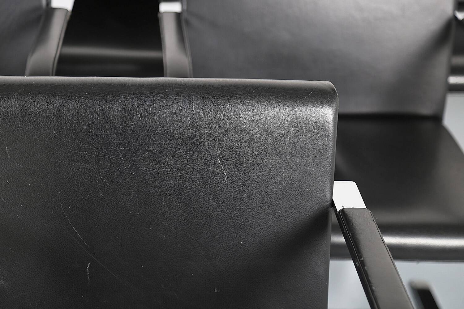 Set of 6+1 Mies van der Rohe Brno black Bauhaus chairs