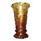 Art Deco Iridescent Amber Glass Vase with Floral Motif - Amber Yellow Glass Vase