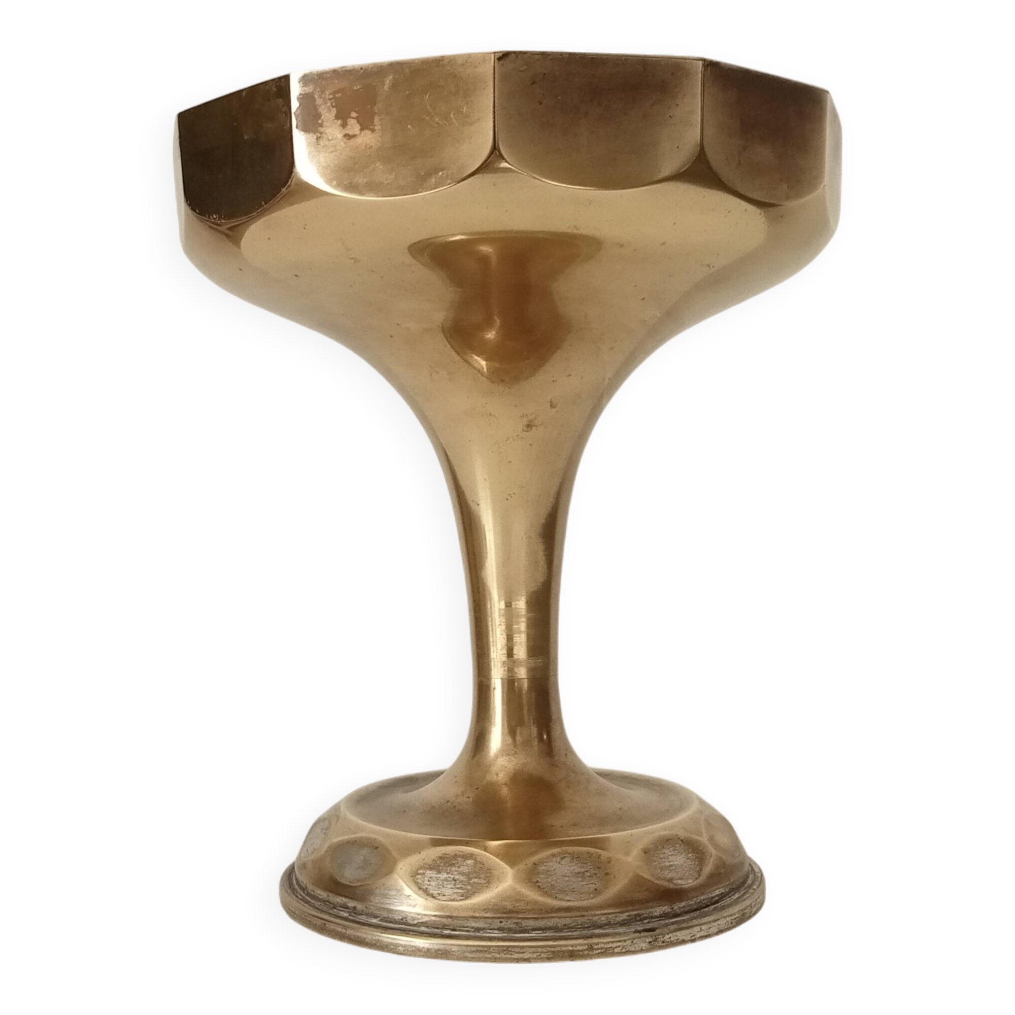 Antique art deco footed cup in gilded brass