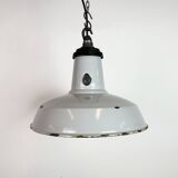 Industrial Grey Enamel Factory Pendant Lamp, 1960s