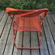 VINTAGE 70S FOLDING CHAIR, RED METAL, PERFORATED TOLE, POP