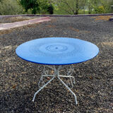 Blue white garden table and armchairs set