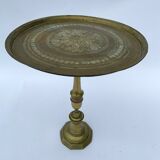 ORIENTAL GUERIDON IN BRONZE AND BRASS XIX EME GRAVEL PLATEAU BEAUTIFUL PATINA