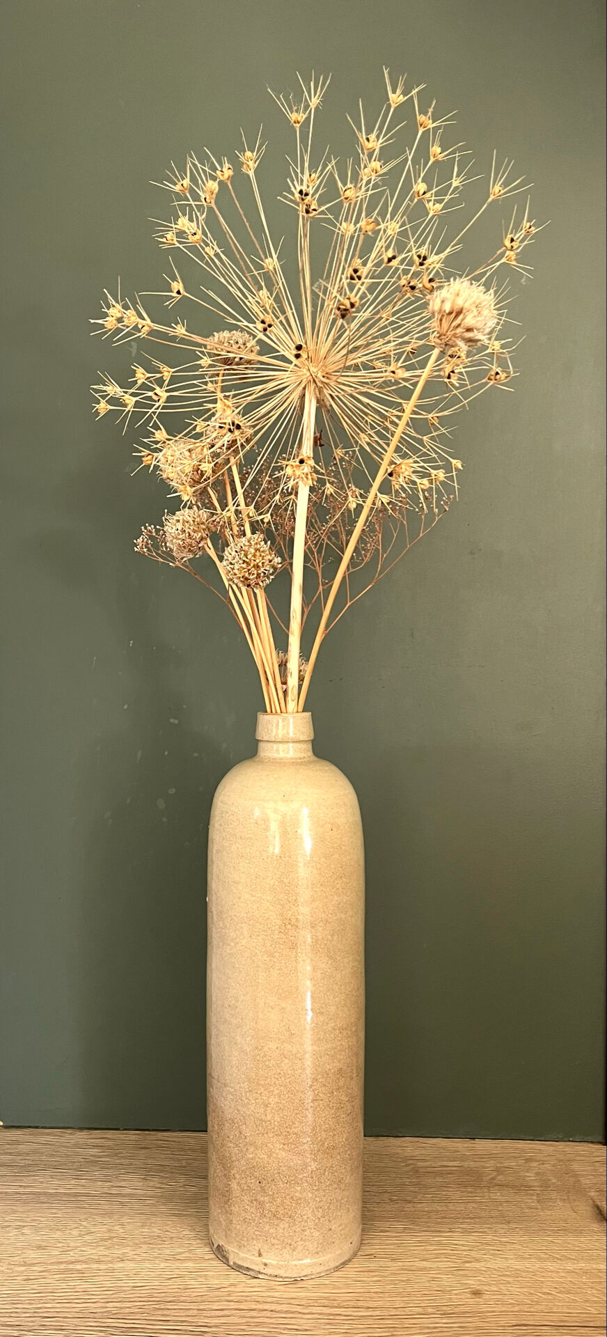 Beige stoneware bottle vase