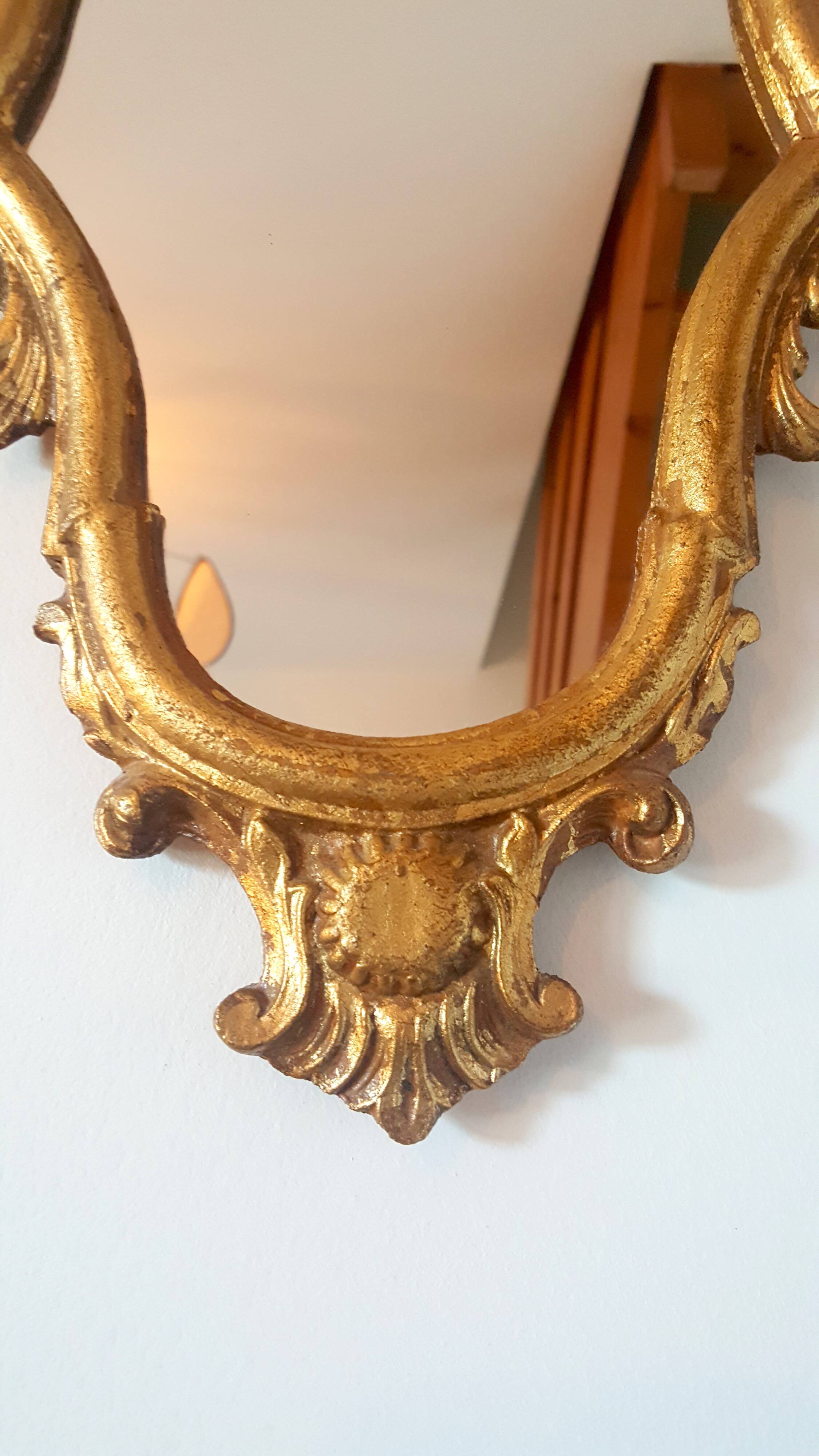 Old baroque golden mirror - 38x24cm
