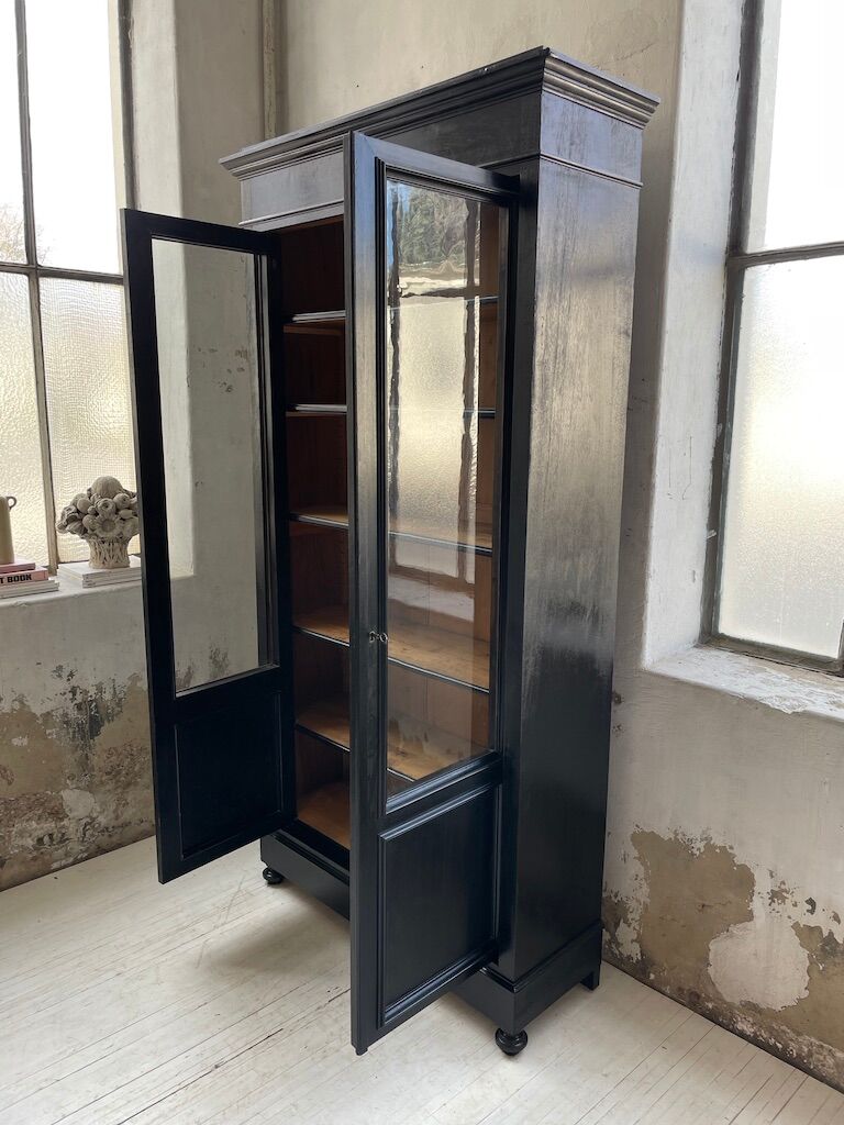 Napoleon 3 walnut window glass cabinet