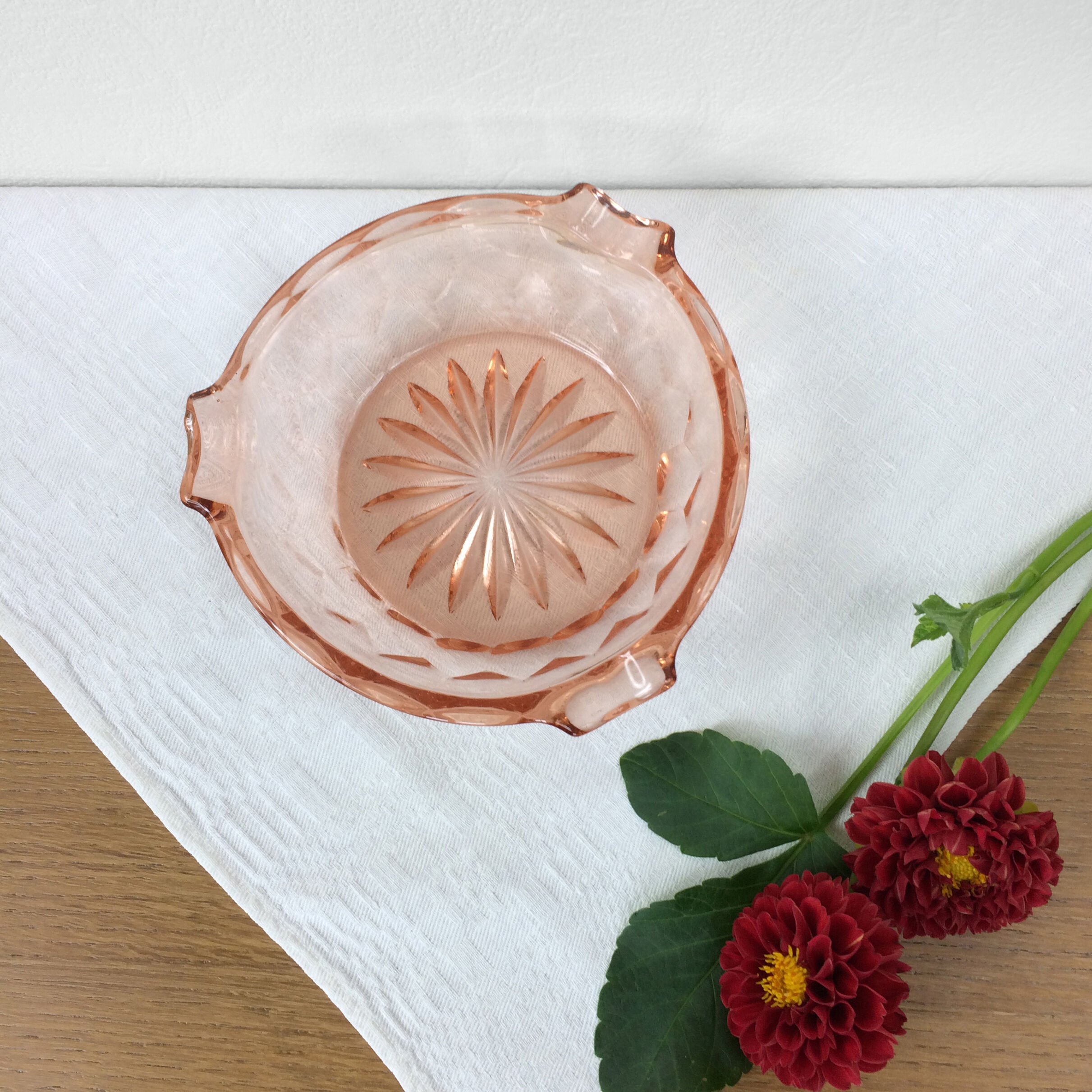 Pink glass cigar ashtray