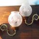 Wall lamps in wood and gilded metal, openwork glass lampshade