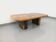 Table basse brutaliste vintage en pierre et chêne des années 70 80