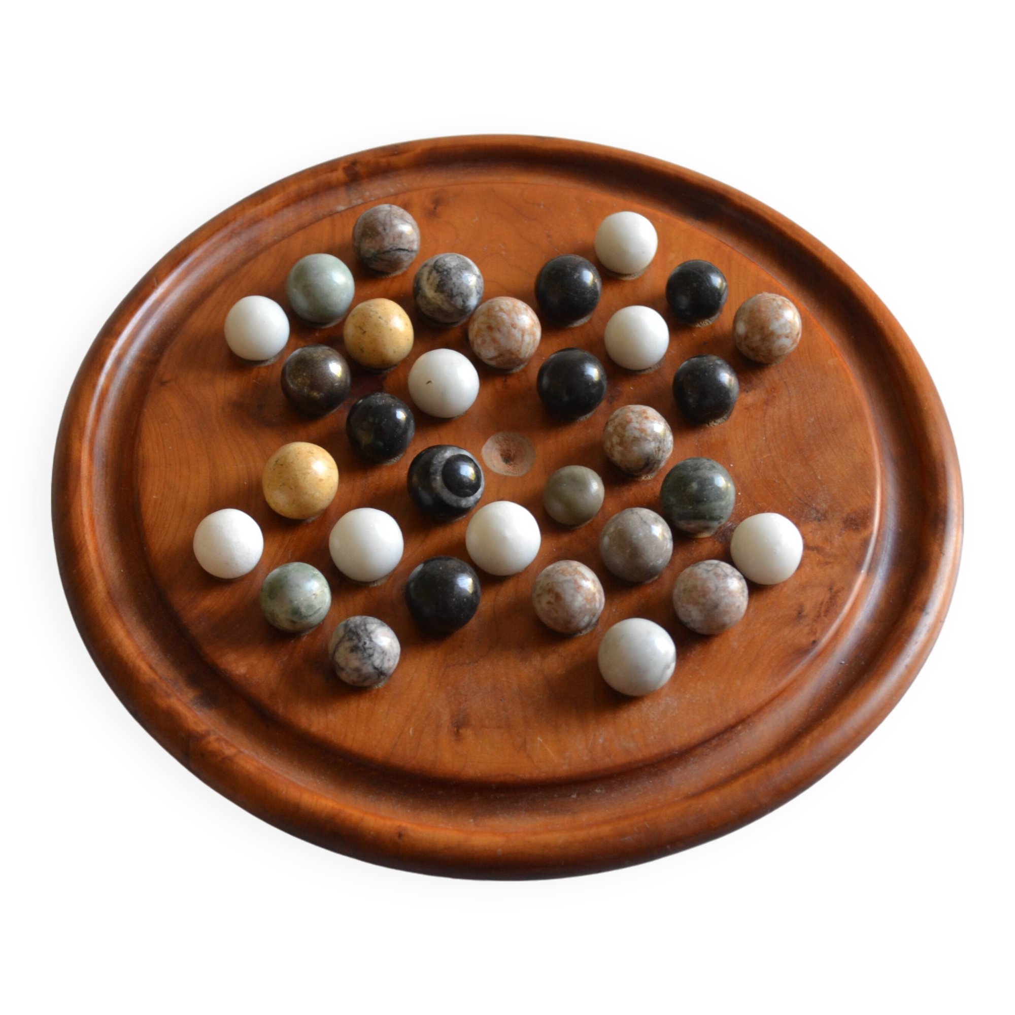 Solitaire game in exotic wood and semi-precious stones