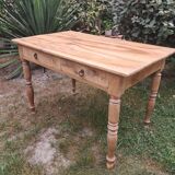 Table bureau ancienne de style Louis Philippe en merisier avec 2 tiroirs