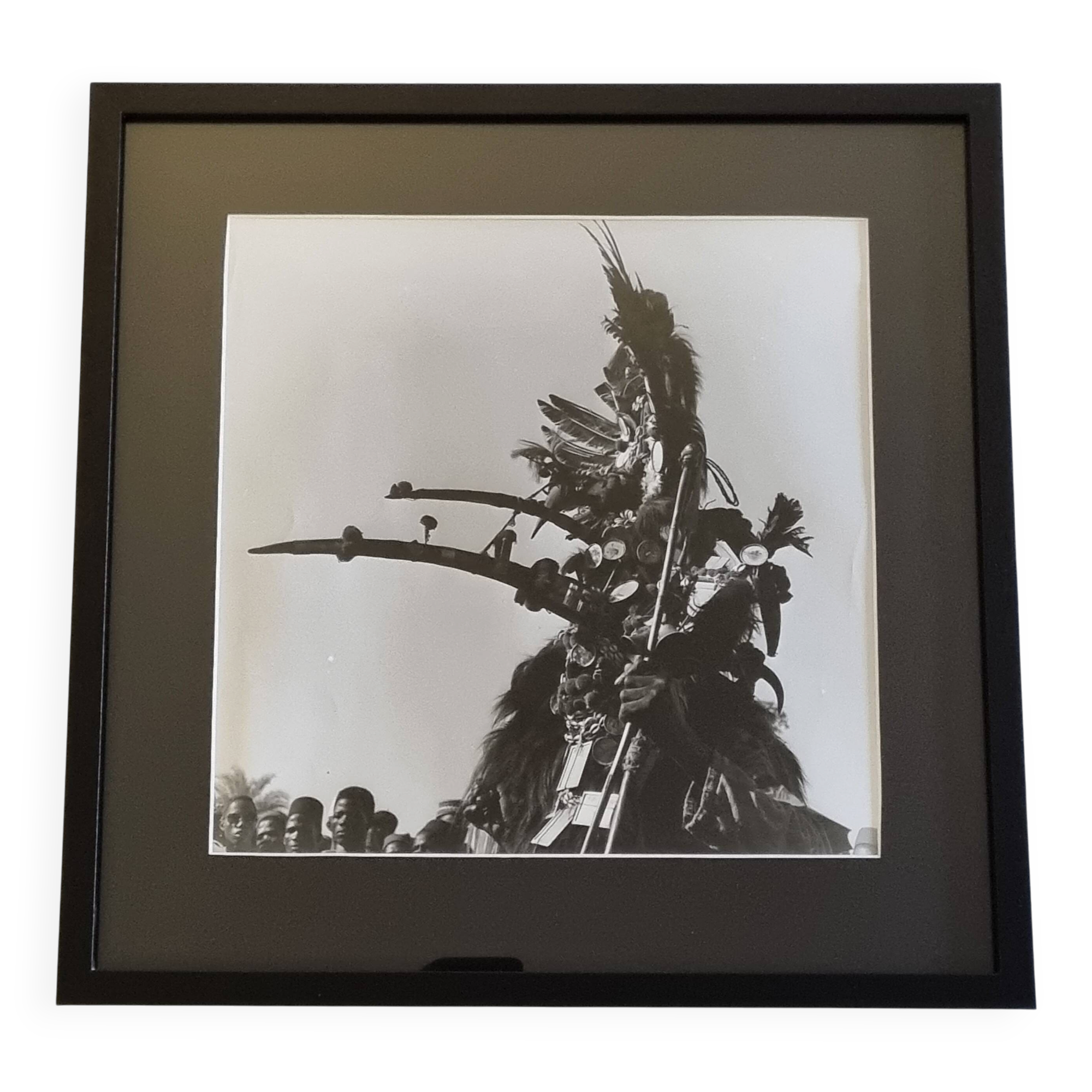 Silver photography Ceremonial character with headdress 44x44 cm