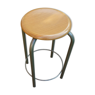 Tabouret de labo salle de TP école métal et stratifié vintage 70s