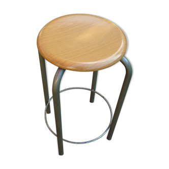 Lab stool / TP school room, metal and laminate, vintage 70s