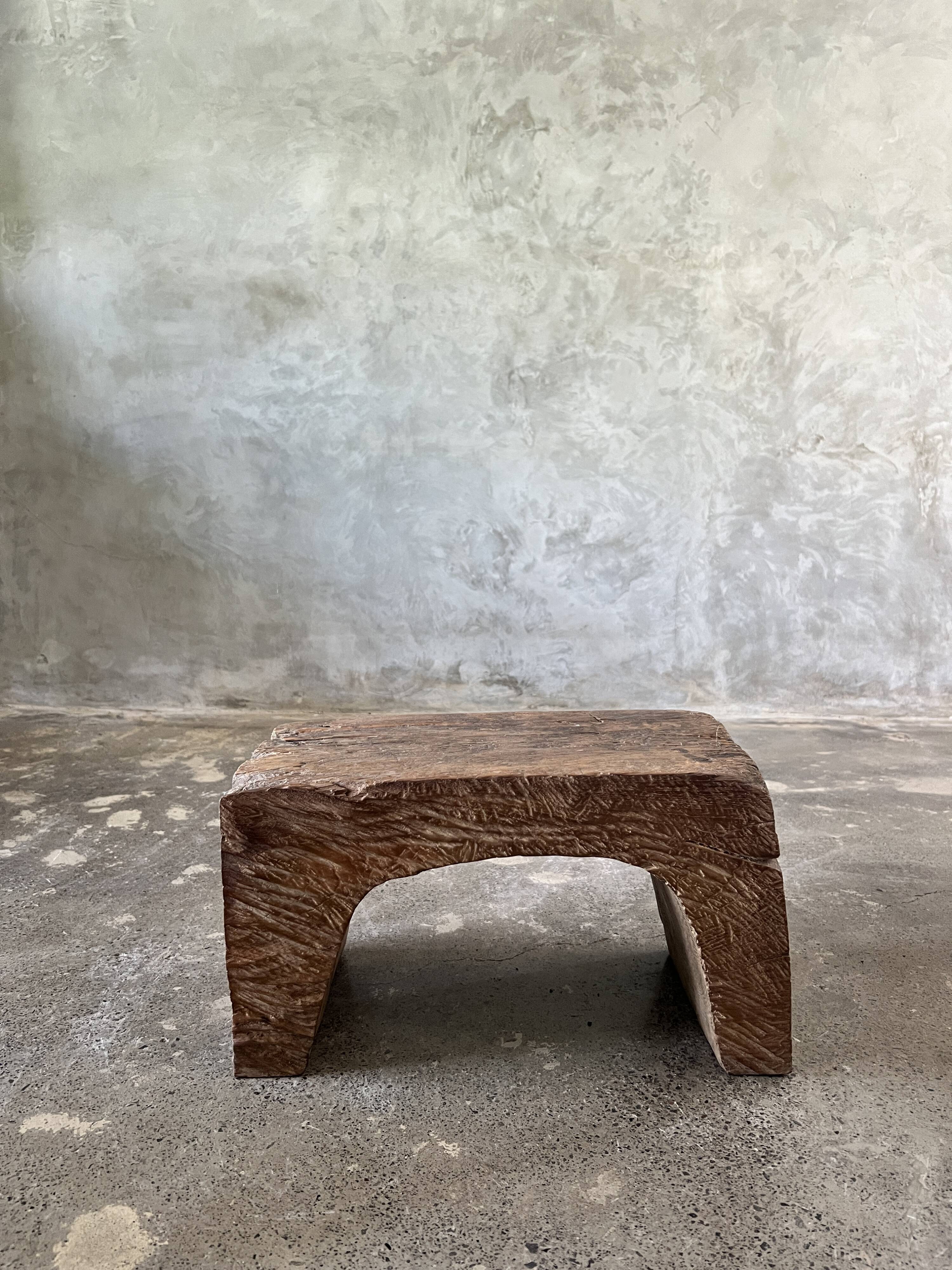 Low stool in old Asian monoxyl teak