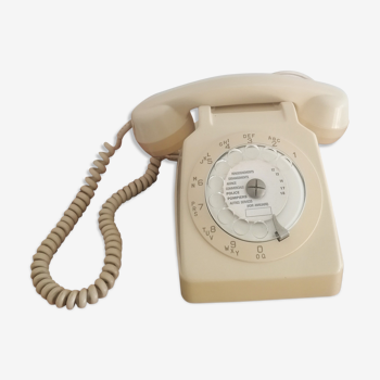 Vintage phone SOCOTEL S63 - Rotary dial - Ivory - 1975