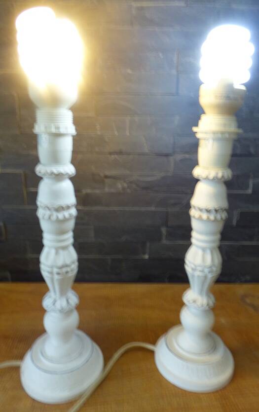 Set of 2 wooden lamp bases