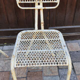 Perforated metal chairs René Malaval 1950