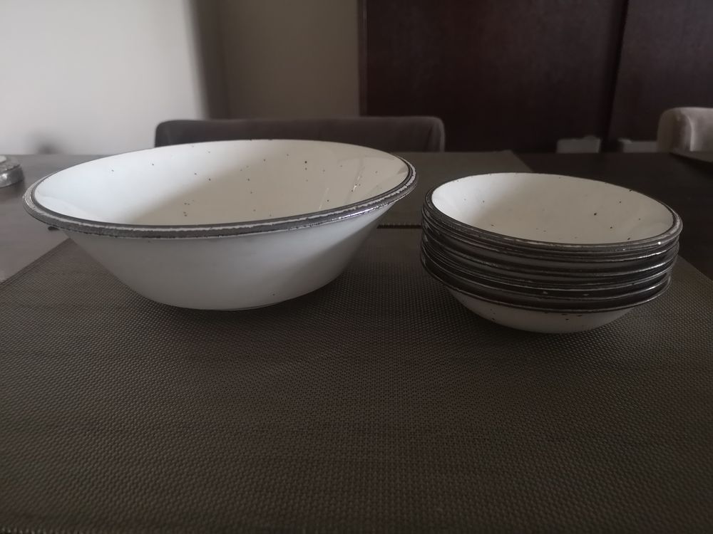 English speckled ceramic dessert set (main course and ramekins) Johnson Brothers - 1970s