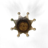 Vintage silver metal candle holder crown, 1930 1940