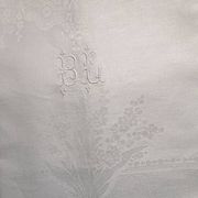 Large damask tablecloth - 2m x 4m10 - monogrammed BL, 1930