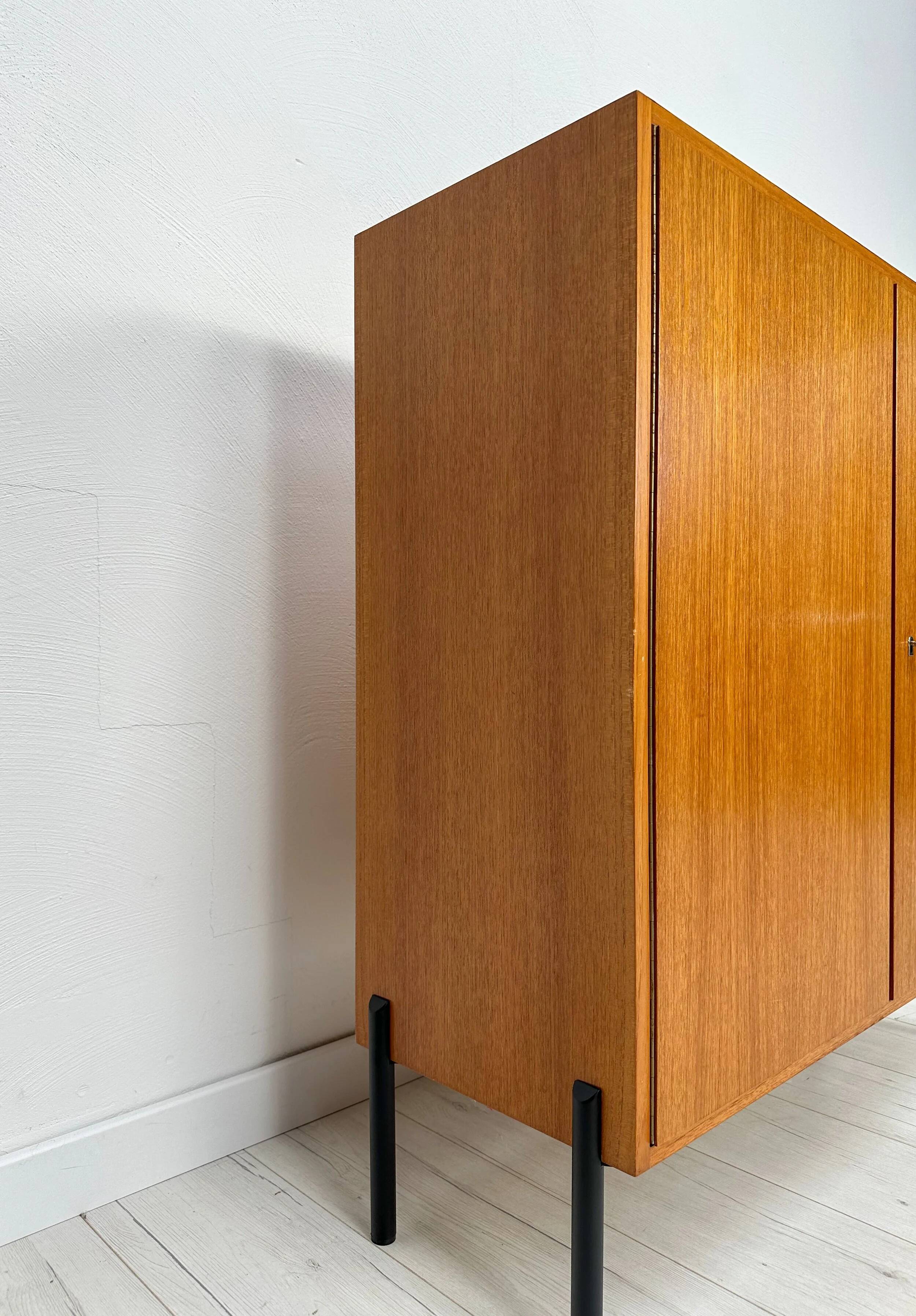 1960s Small Vintage Teak Cabinet with Metal Legs
