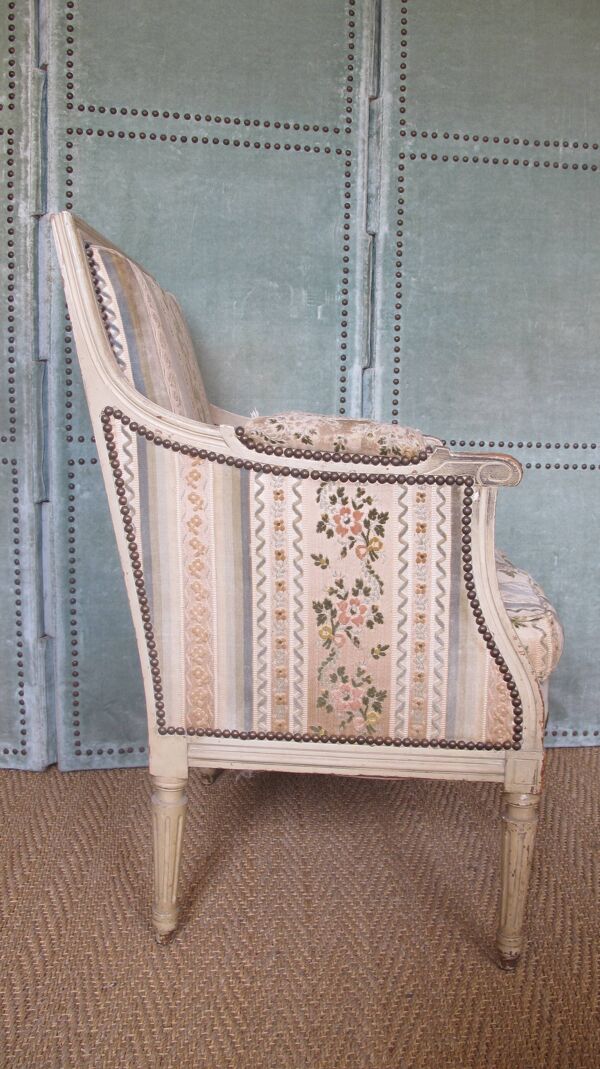 Bergère Louis XVI copie 19ème tapissé beau ancien ciselé