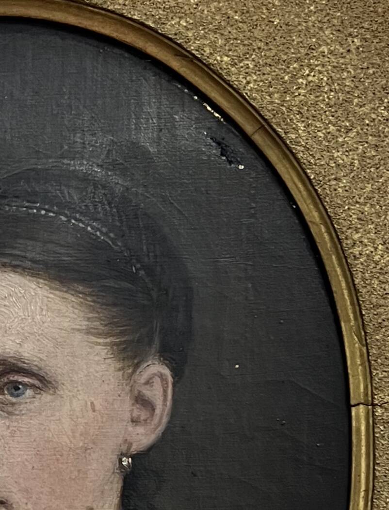 Portrait, oil on canvas of a young woman, signed Louis Joseph Digout, 19th century.