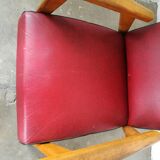 Vintage armchair base compass skaï red