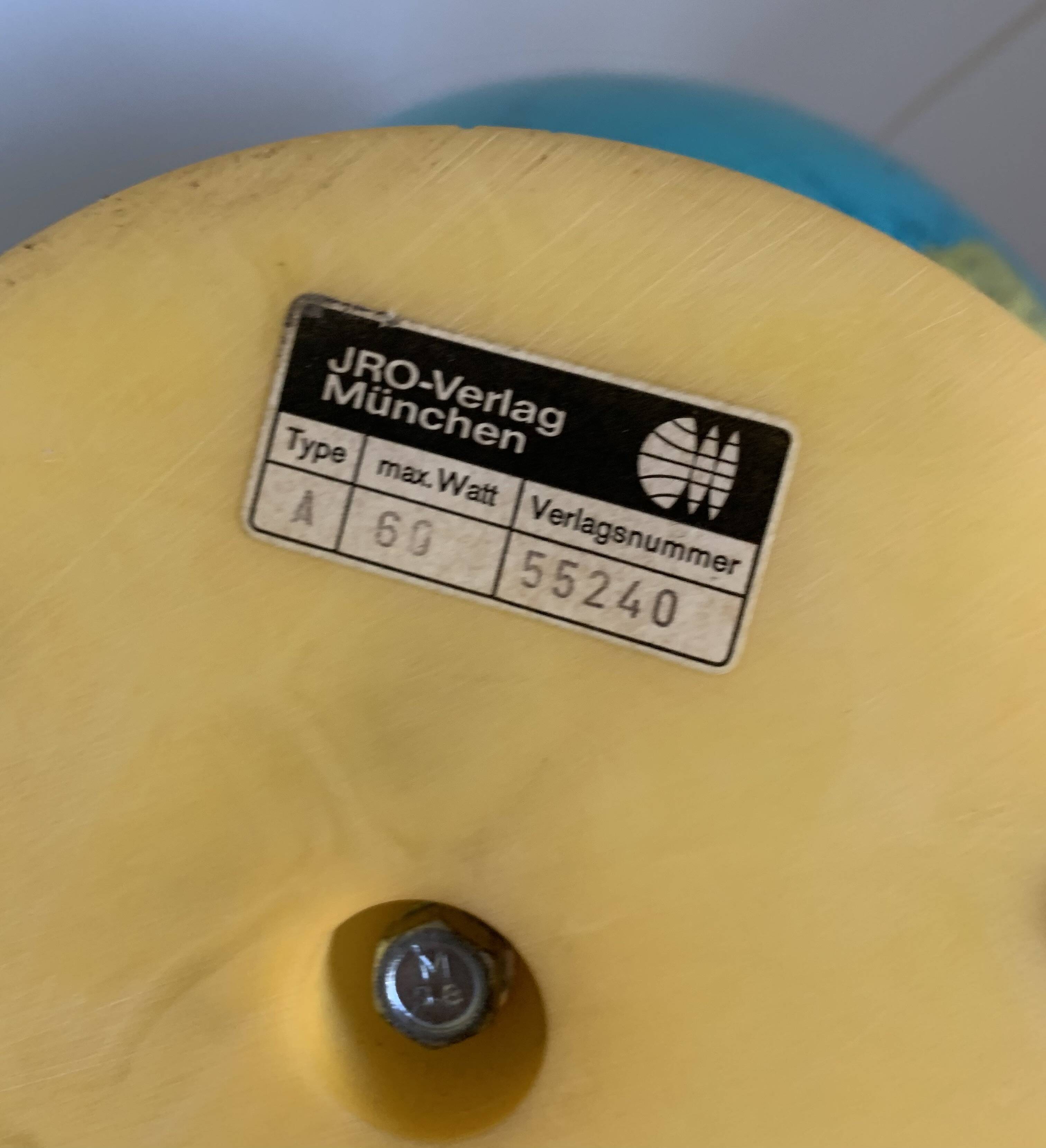 Grand globe vintage 1970 terrestre pvc jro verlag - 44 cm