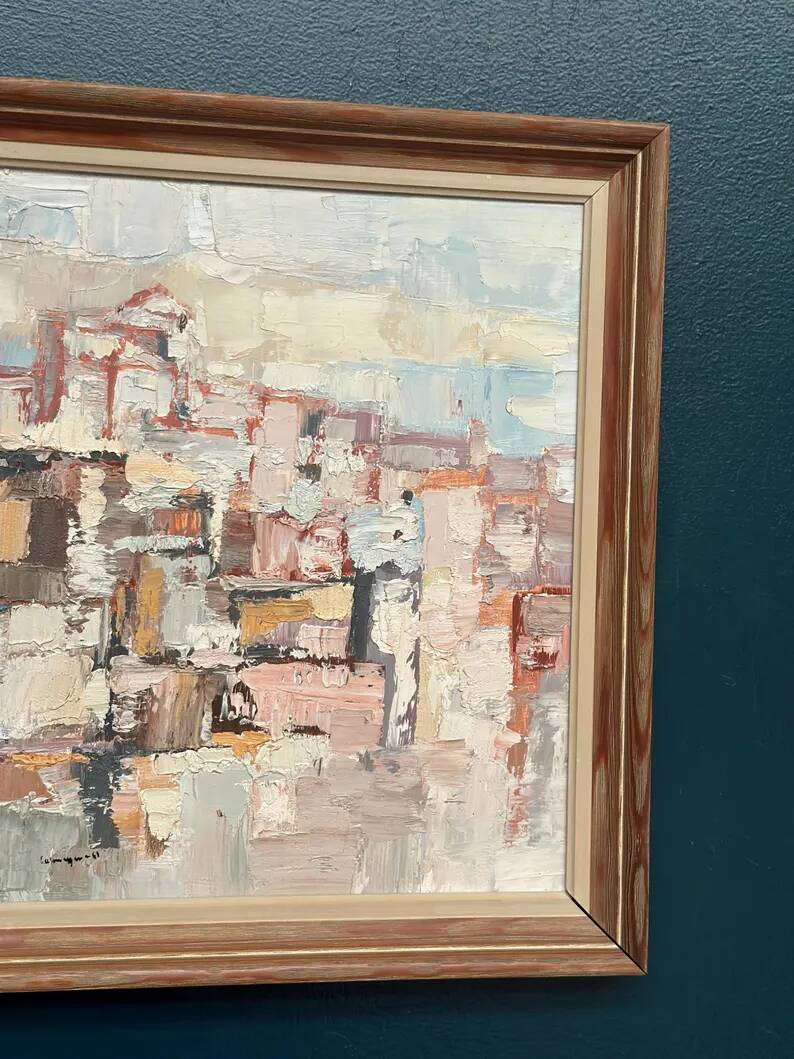 Original Swedish Oil on Panel – “Composition” by Gösta Calmayer – Signed – Dated 1961 – Vintage & Framed – 62 × 45 cm (24.4" × 17.7")
