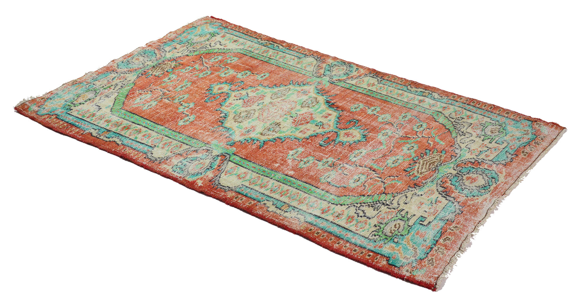 Anatolian handmade vintage rug 223 cm x 133 cm